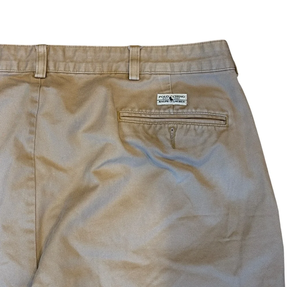 Vintage Polo Ralph Lauren Beige Pleated Chino Pants Casual Men's Sz 38x30 - Picture 4 of 6